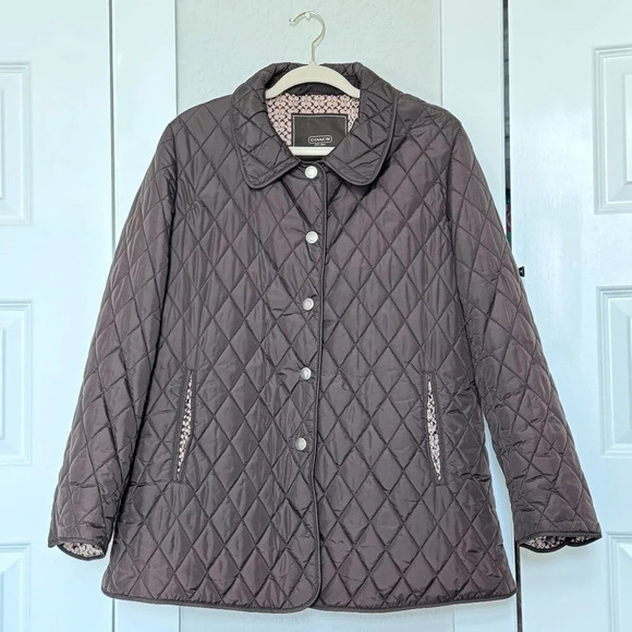Authentic Coach Diamond Quilted Coat Jacket Size XL - Picture 1 of 16